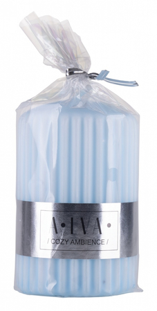 Świeca słupek ryflowana DONAU HOME Alva, 60x90mm, błękitny