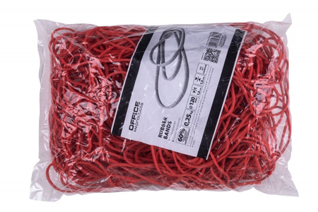 Gumki recepturki OFFICE PRODUCTS, średnica 120mm, 1,5x1,5mm, 60% kauczuku, 250g, zgrzewka, czerwone