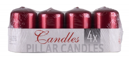 Świeca słupek DONAU HOME Adwent Lakier, 50x80mm, 4 szt., czerwony połysk