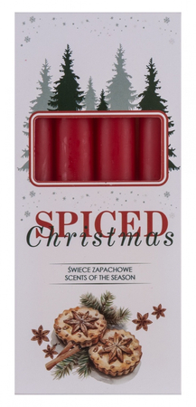 Świeca stołowa DONAU HOME Spiced Christmas, 20x170mm, 4 szt., ciastka korzenne, czerwony