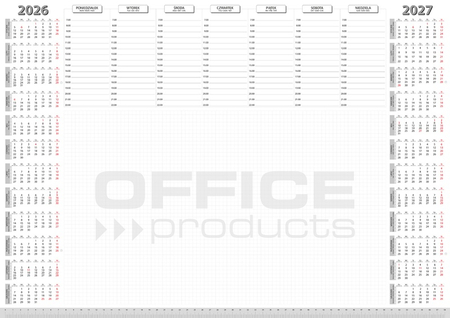 Podkładka na biurko OFFICE PRODUCTS, planer 2026/2027, biuwar 594x420mm A2 ,52k., biała