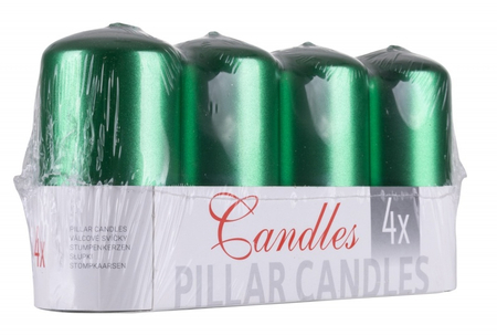 Świeca słupek DONAU HOME Standard Lakier, 50x100mm, 4 szt., zielony metaliczny połysk