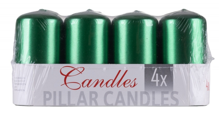 Świeca słupek DONAU HOME Standard Lakier, 50x100mm, 4 szt., zielony metaliczny połysk
