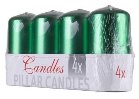 Świeca słupek DONAU HOME Standard Lakier, 50x100mm, 4 szt., zielony metaliczny połysk