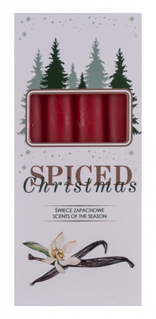 Świeca stołowa DONAU HOME Spiced Christmas, 20x170mm, 4 szt., wanilia, czerwony