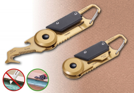 Brelok TROIKA Egon, z karabińczykiem, 5 funkcji, czarno‑złoty