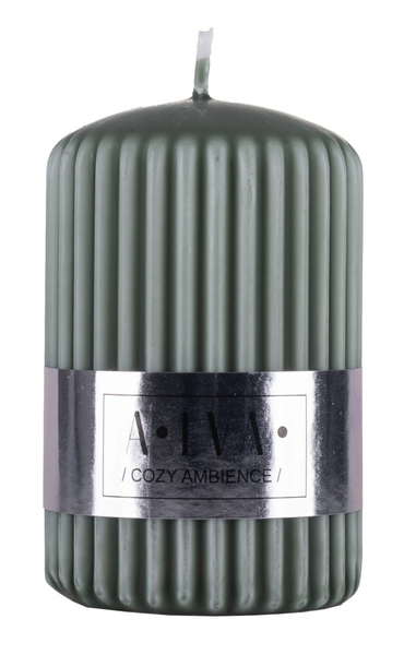 Świeca słupek ryflowana DONAU HOME Alva, 60x90mm, zielony